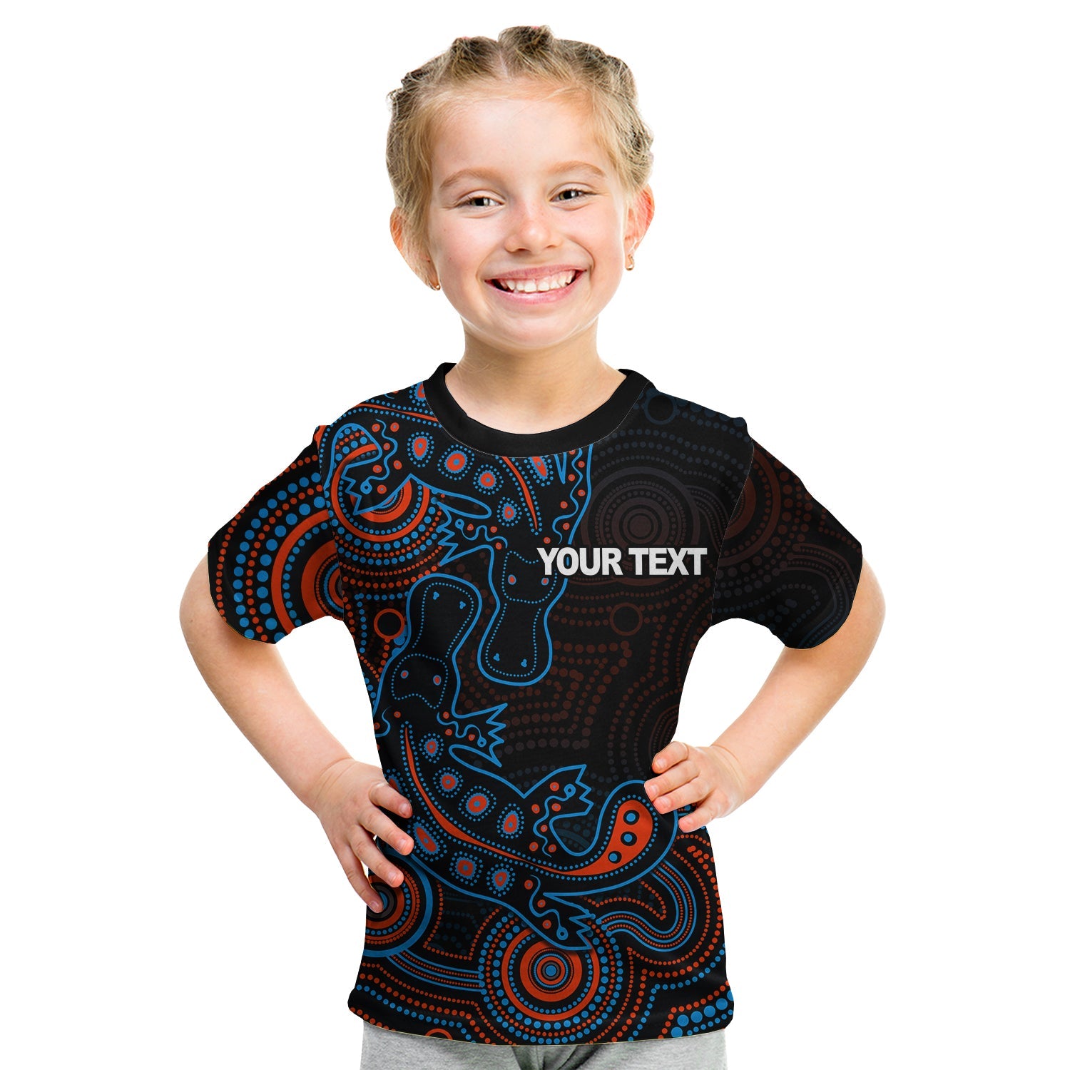 (Custom Personalised) Aboriginal Platypus T shirt KID Dot Patterns Style No.4 - Vibe Hoodie Shop