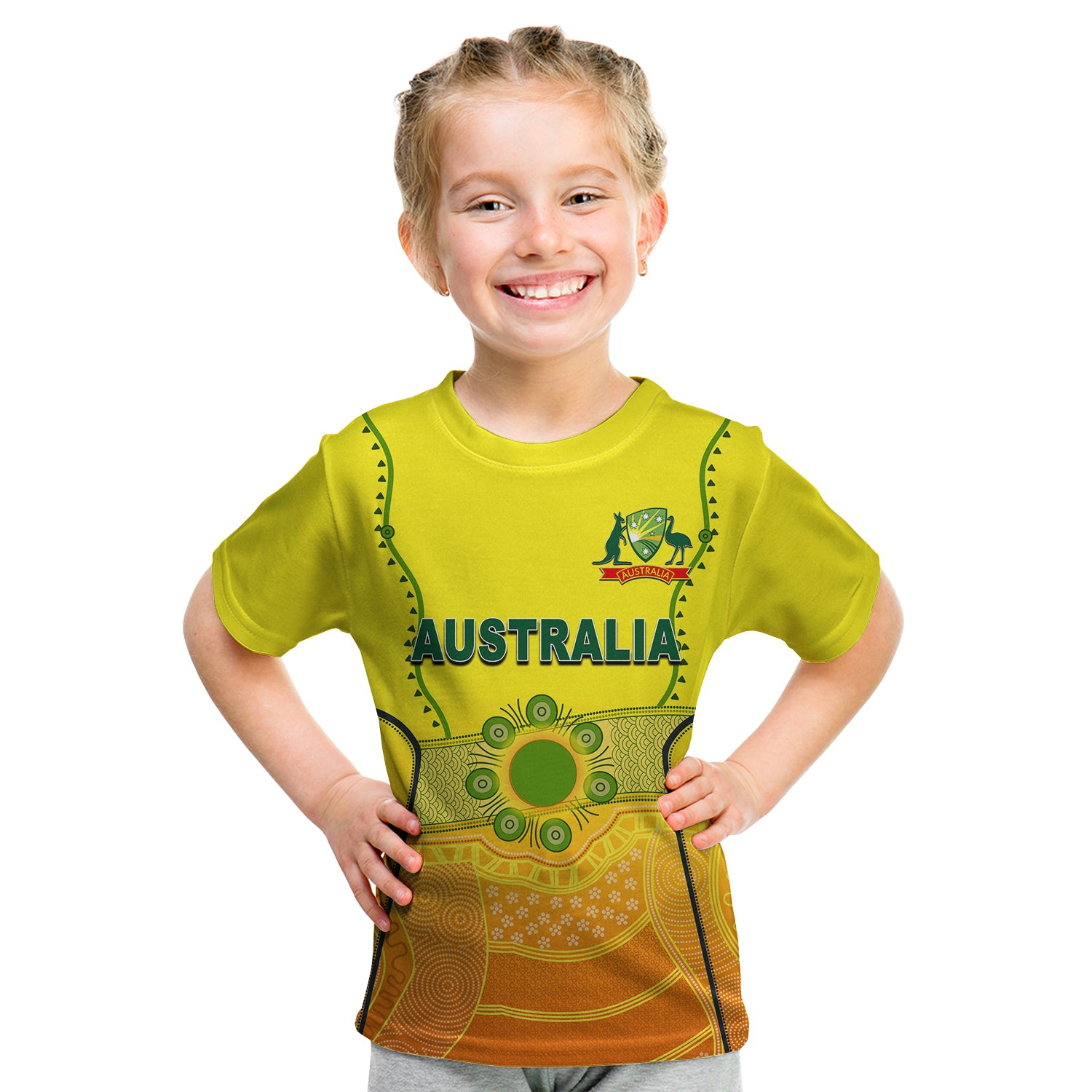 (Custom Personalised And Number) Australia Cricket Jersey 2022 T Shirt KID - Vibe Hoodie Shop