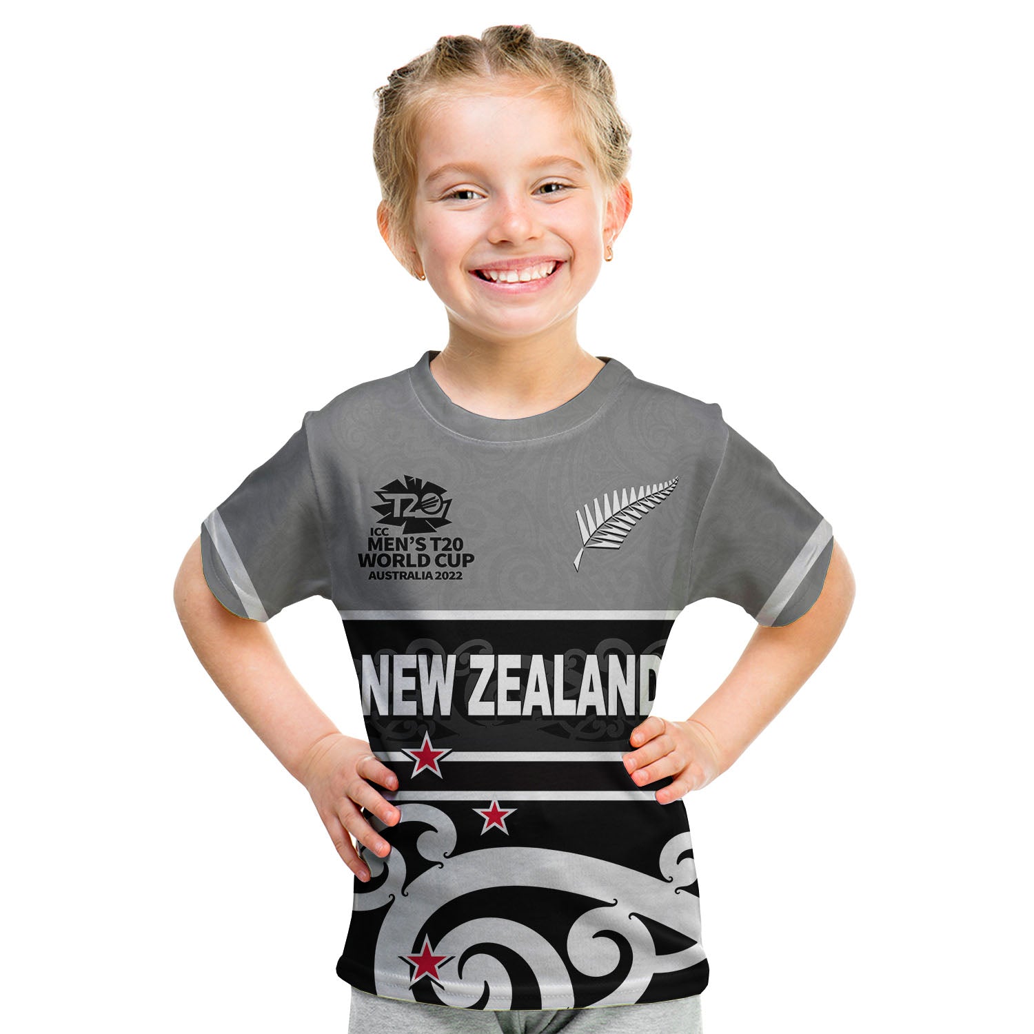 (Custom Personalised And Number) New Zealand Cricket Men's T20 World Cup T Shirt KID - Vibe Hoodie Shop