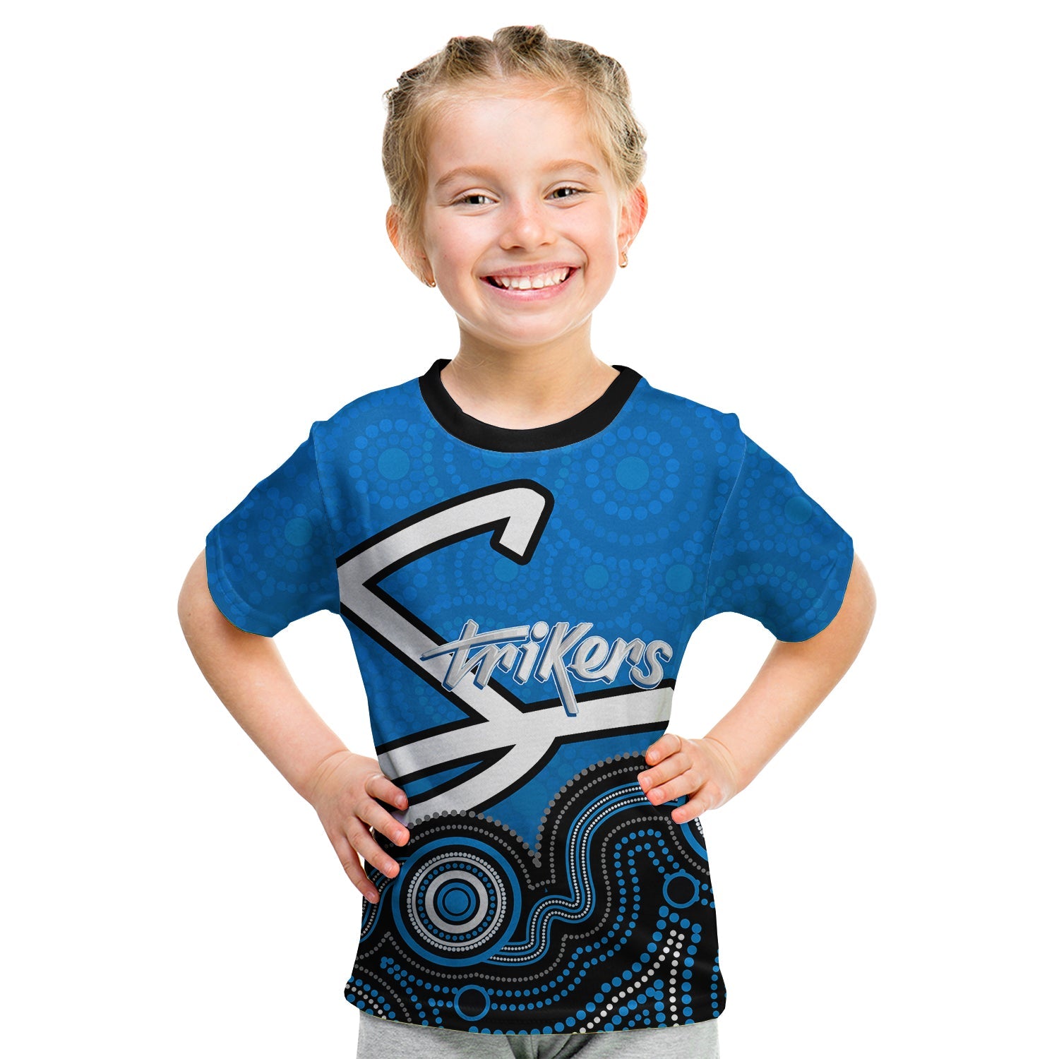 (Custom Personalised And Number) Adelaide Strikers T shirt KID Cricket Aboriginal Style - Vibe Hoodie Shop