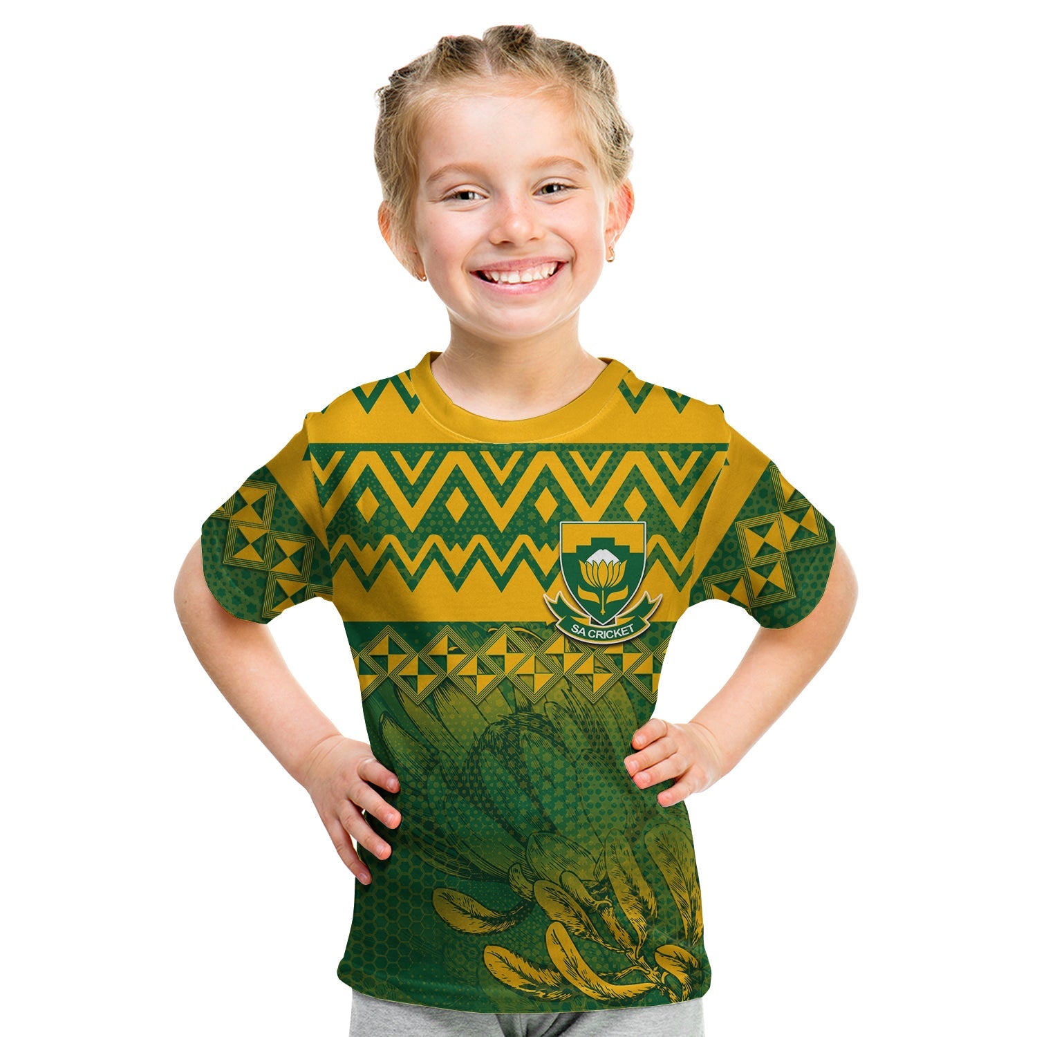 (Custom Personalised And Number) South Africa National Cricket Team T shirt KID - Vibe Hoodie Shop