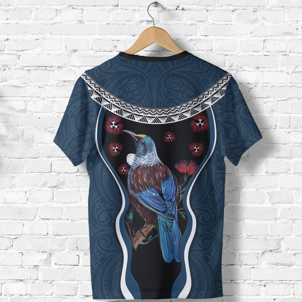 New Zealand Tui Bird T shirt, Pohutukawa - Navy - Vibe Hoodie Shop