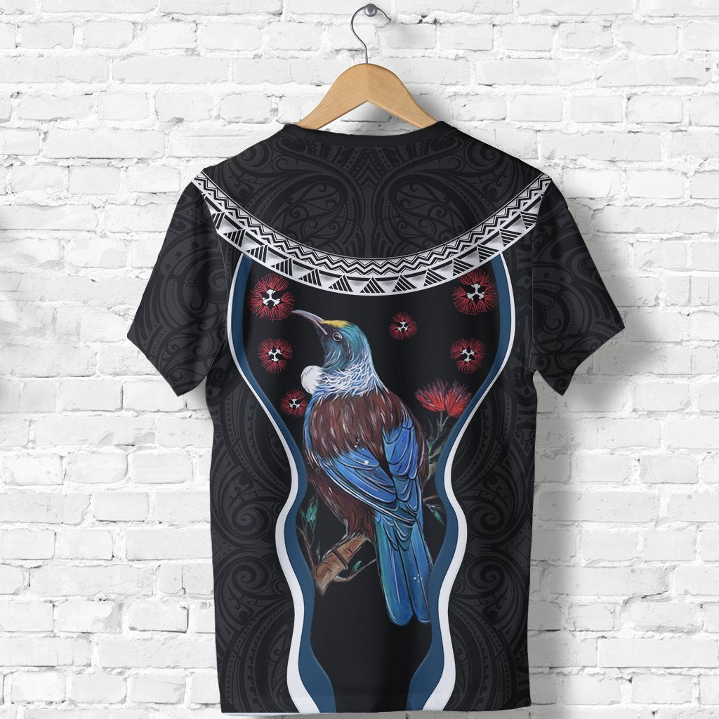 New Zealand Tui Bird T shirt, Pohutukawa - Black - Vibe Hoodie Shop