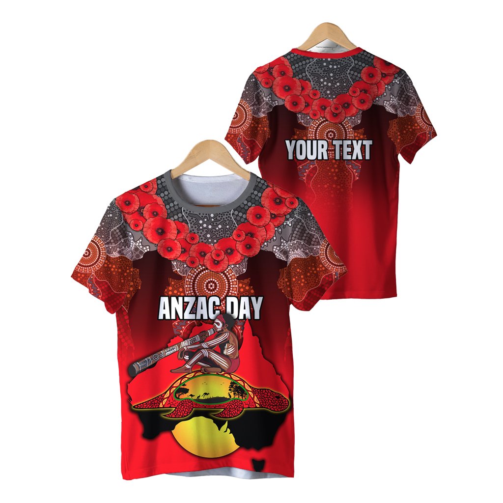 (Custom Personalised) Australian ANZAC Day T shirt Indigenous Flag Style TH12 - Vibe Hoodie Shop