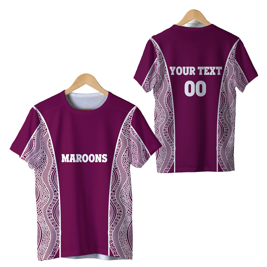 (Custom Personalised) Queensland T shirt Maroons Simple Aboriginal LT16 - Vibe Hoodie Shop