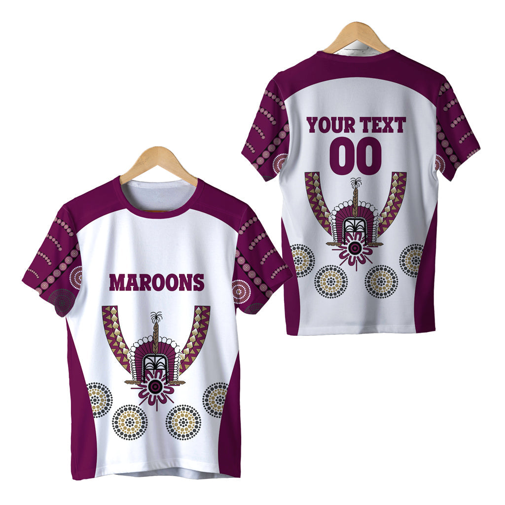 (Custom Personalised) Queensland T shirt Maroons Aboriginal Sport Style LT16 - Vibe Hoodie Shop