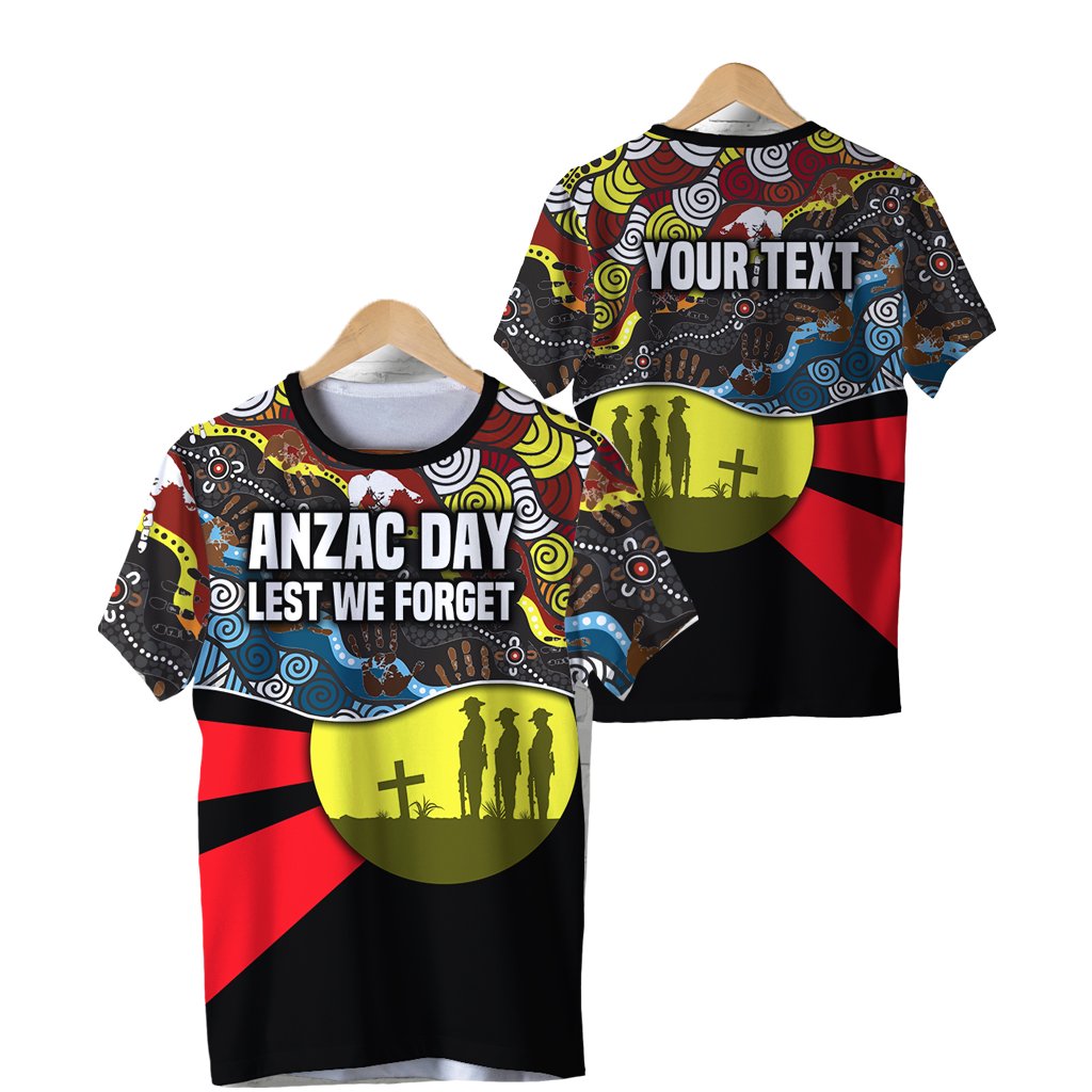 (Custom Personalised) Australian ANZAC Day T shirt Aboriginal Sun Style TH12 - Vibe Hoodie Shop