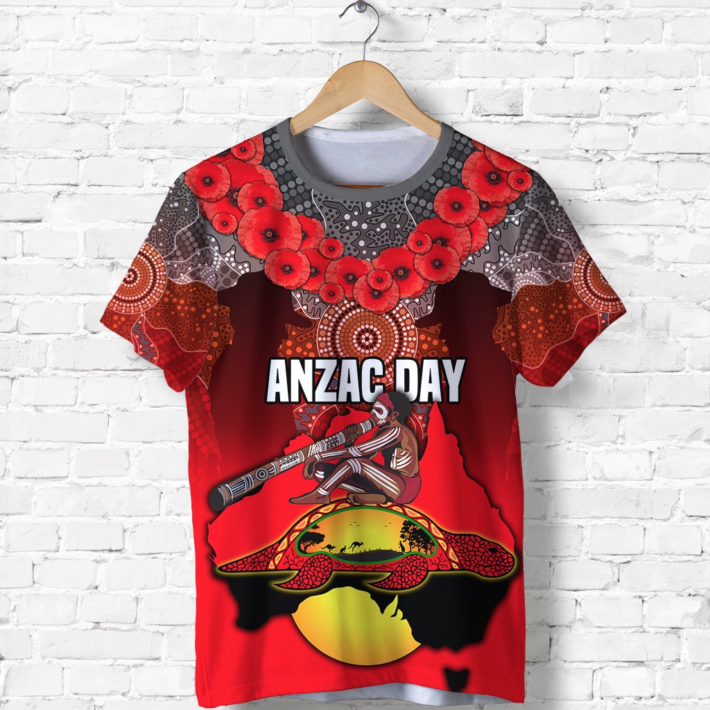 (Custom Personalised) Australian ANZAC Day T shirt Indigenous Flag Style TH12 - Vibe Hoodie Shop