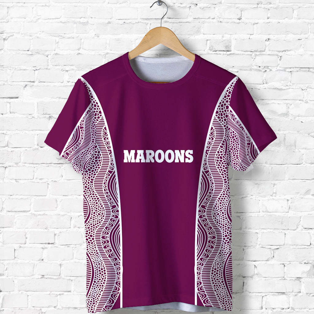 (Custom Personalised) Queensland T shirt Maroons Simple Aboriginal LT16 - Vibe Hoodie Shop