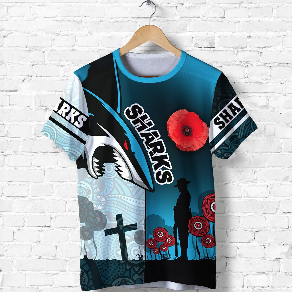 Sharks T shirt Cronulla ANZAC Day - Vibe Hoodie Shop