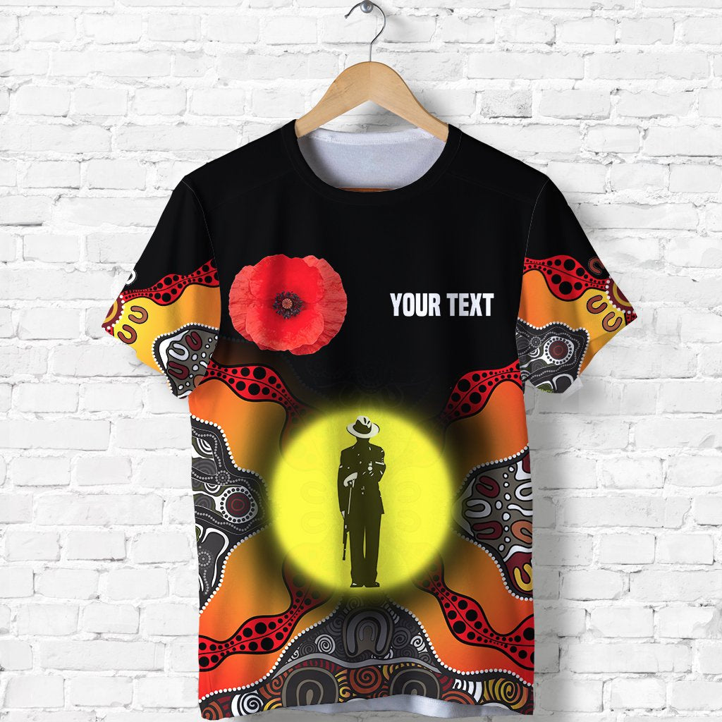 (Custom Personalised) Australian ANZAC Day T shirt Aboriginal Moon Style TH12 - Vibe Hoodie Shop