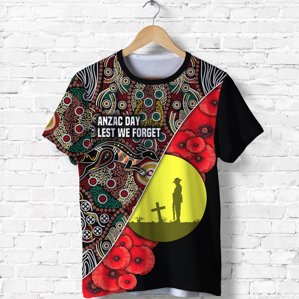 (Custom Personalised) Australian ANZAC Day T shirt Aboriginal Flag Style TH12 - Vibe Hoodie Shop