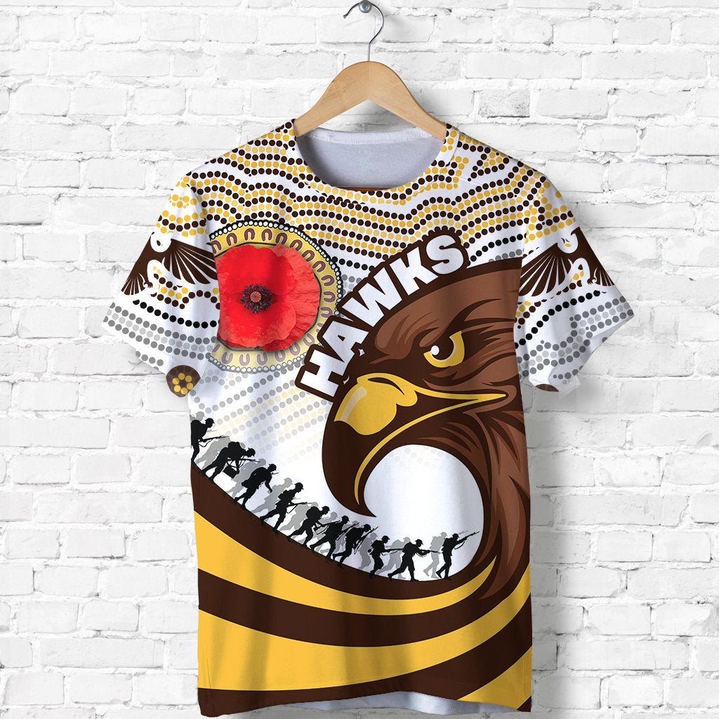 Pride Hawks T shirt Hawthorn ANZAC Day Aboriginal - Vibe Hoodie Shop