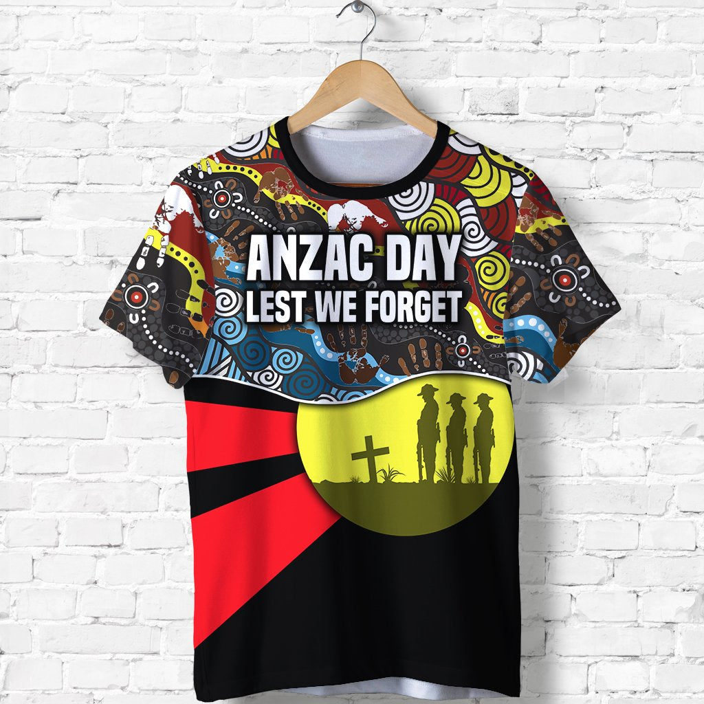 (Custom Personalised) Australian ANZAC Day T shirt Aboriginal Sun Style TH12 - Vibe Hoodie Shop