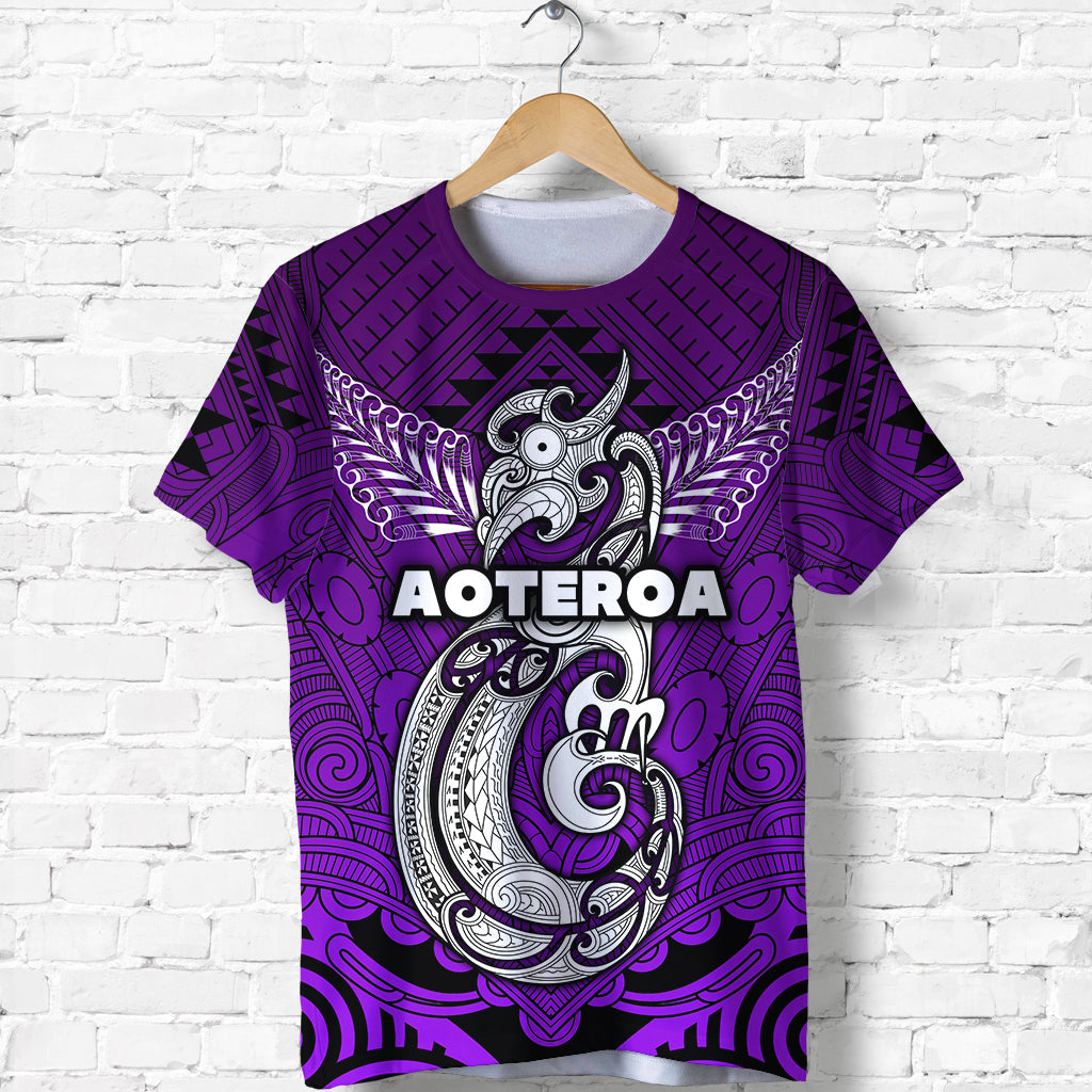 (Custom Personalised) Maori Aotearoa Manaia T shirt Simple Sport Style - Purple LT16 - Vibe Hoodie Shop