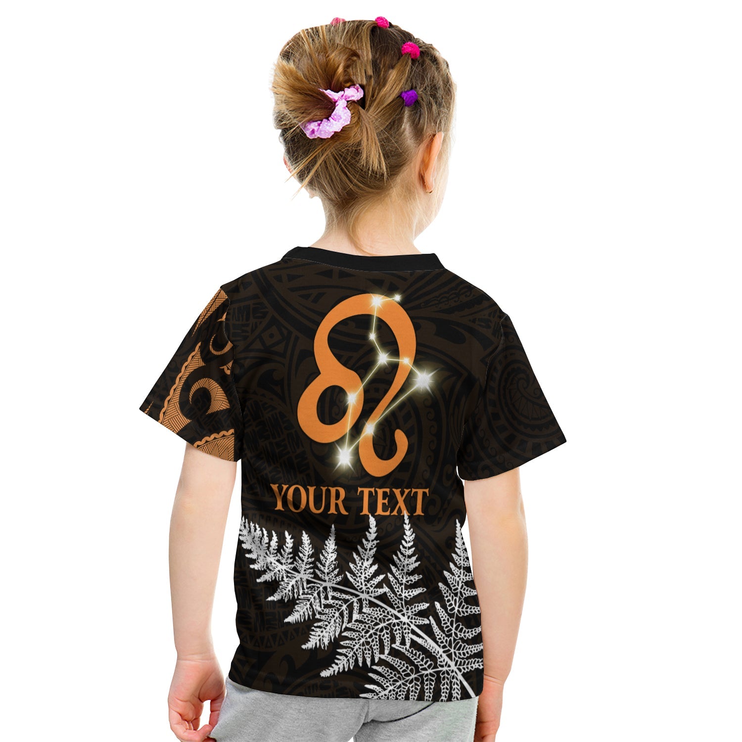 (Custom Personalised) Leo Zodiac Style Maori T shirt KID Orange Lion - Vibe Hoodie Shop