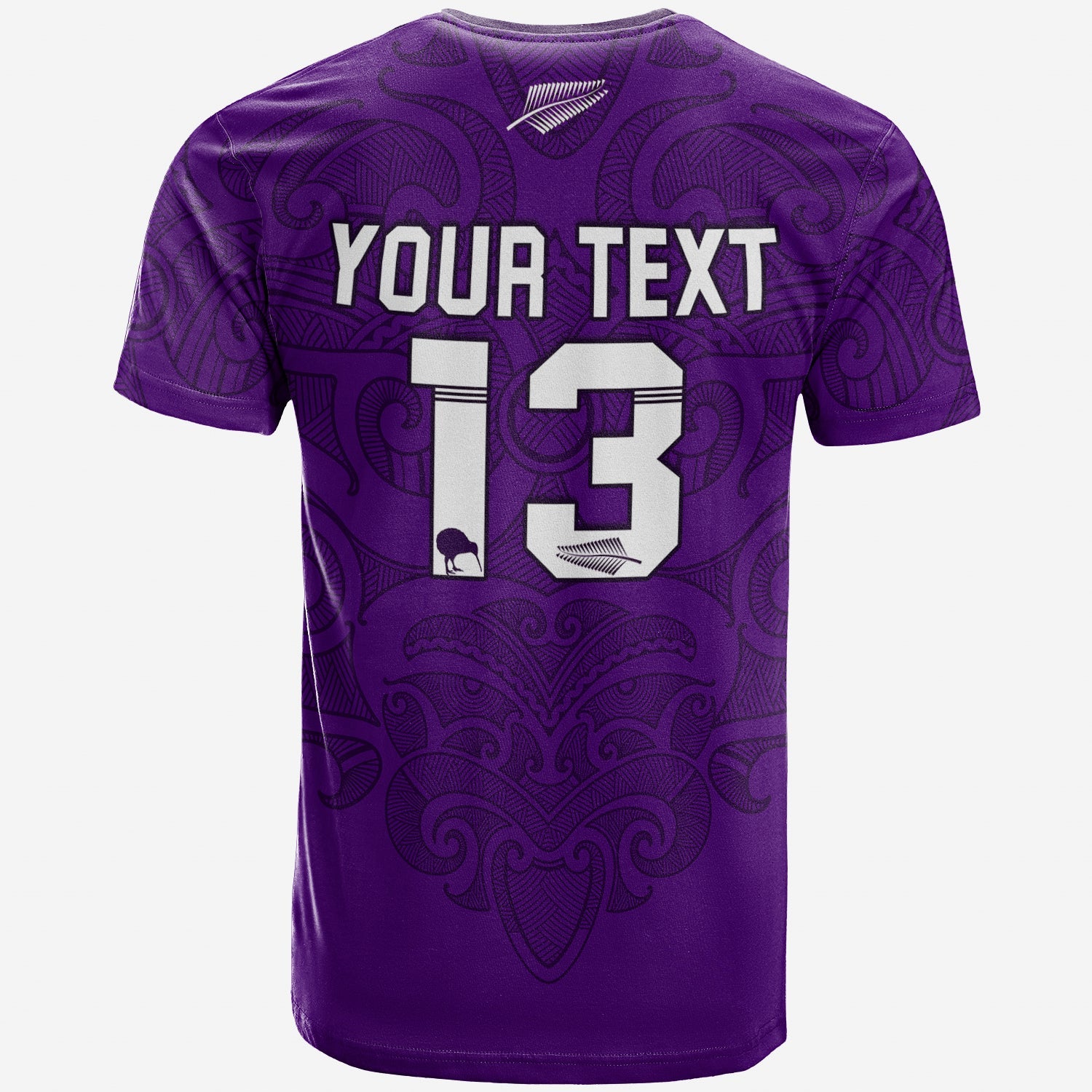 (Custom Personalised) Maori 2021 T shirt - Purple Aotearoa Tattoo - Custom Text and Number - Vibe Hoodie Shop