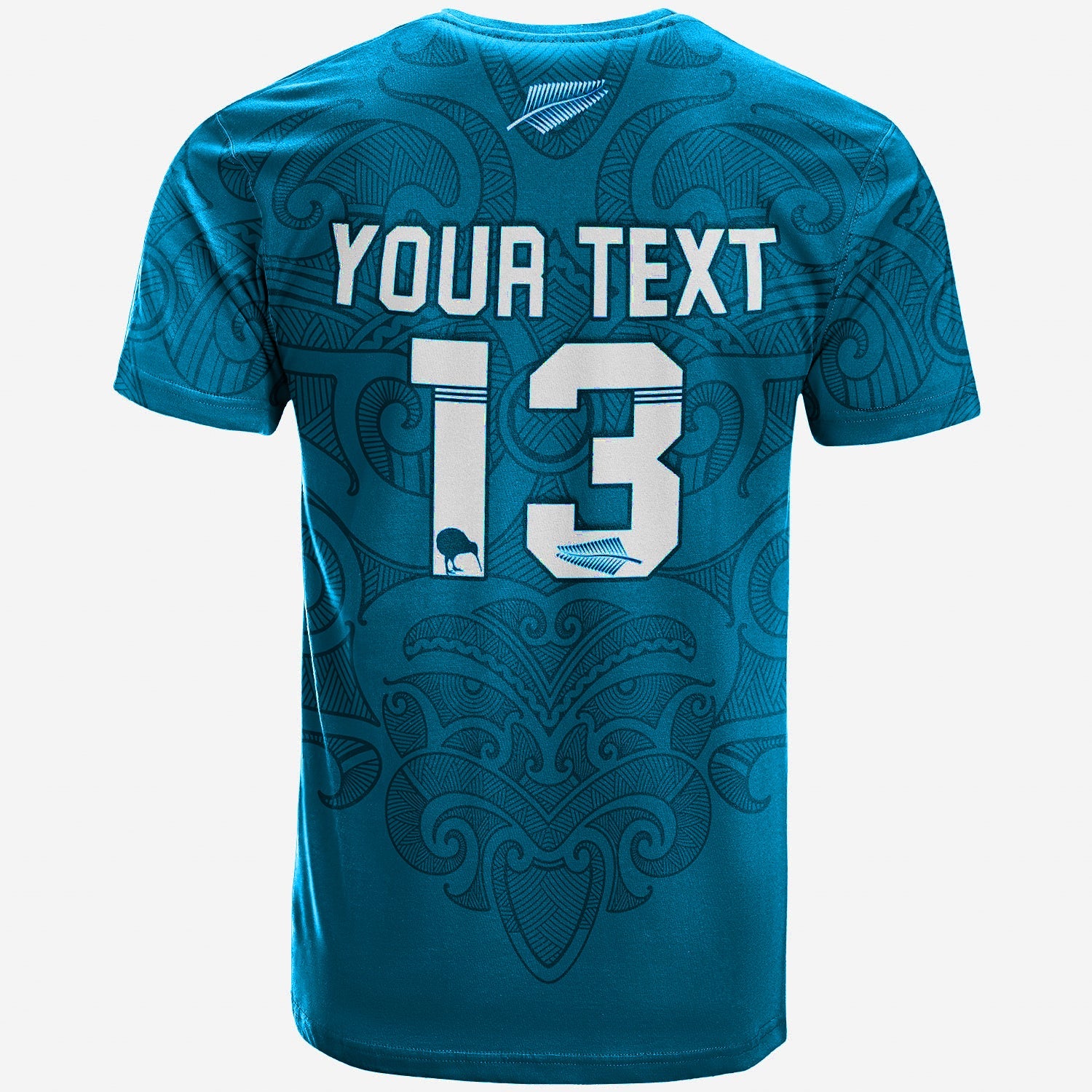 (Custom Personalised) Maori 2021 T shirt - Turquoise Aotearoa Tattoo - Custom Text and Number - Vibe Hoodie Shop