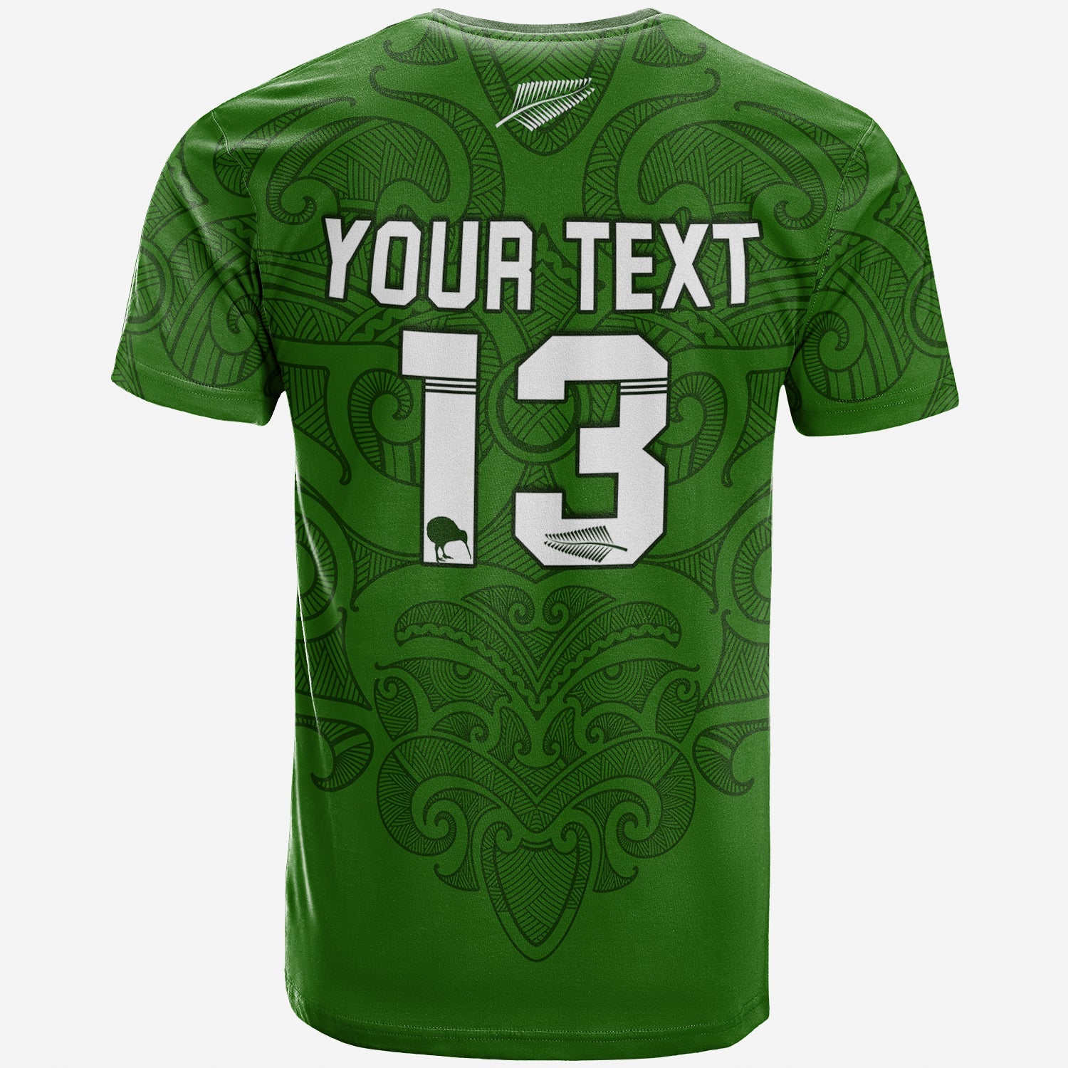 (Custom Personalised) Maori 2021 T shirt - Green Aotearoa Tattoo - Custom Text and Number - Vibe Hoodie Shop