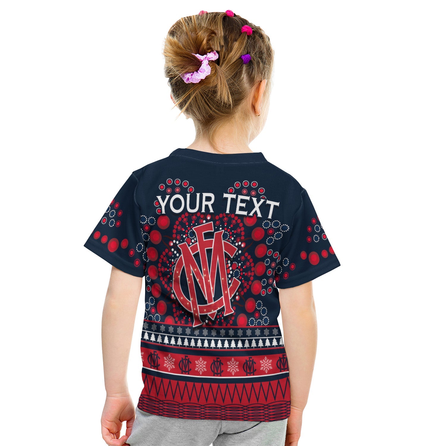 (Custom Personalised) Demons Merry Christmas T shirt KID Melbourne Football Indigenous - Vibe Hoodie Shop