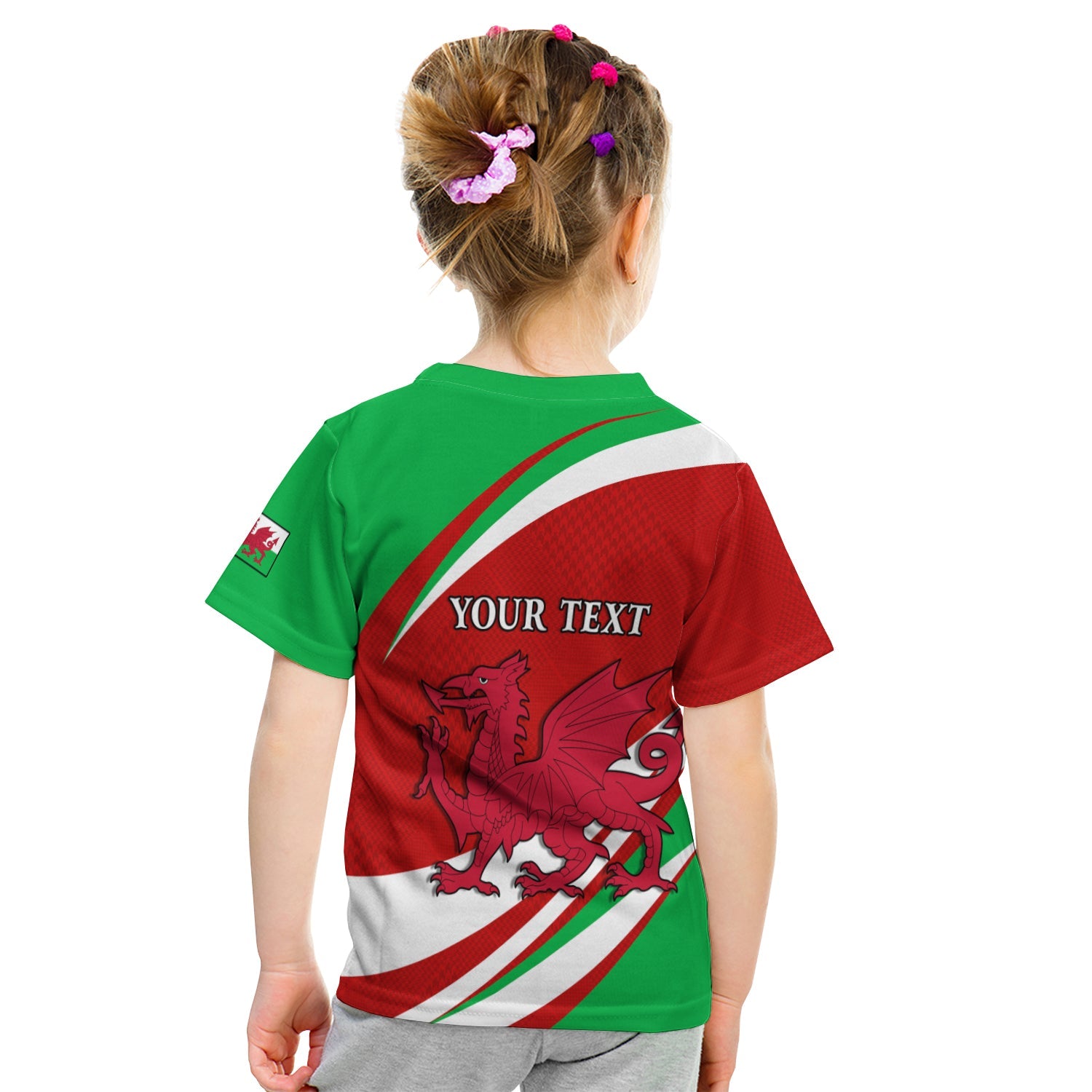 (Custom Personalised) Wales Rugby 2021 T shirt KID Mix Pattern Six Nations - Vibe Hoodie Shop