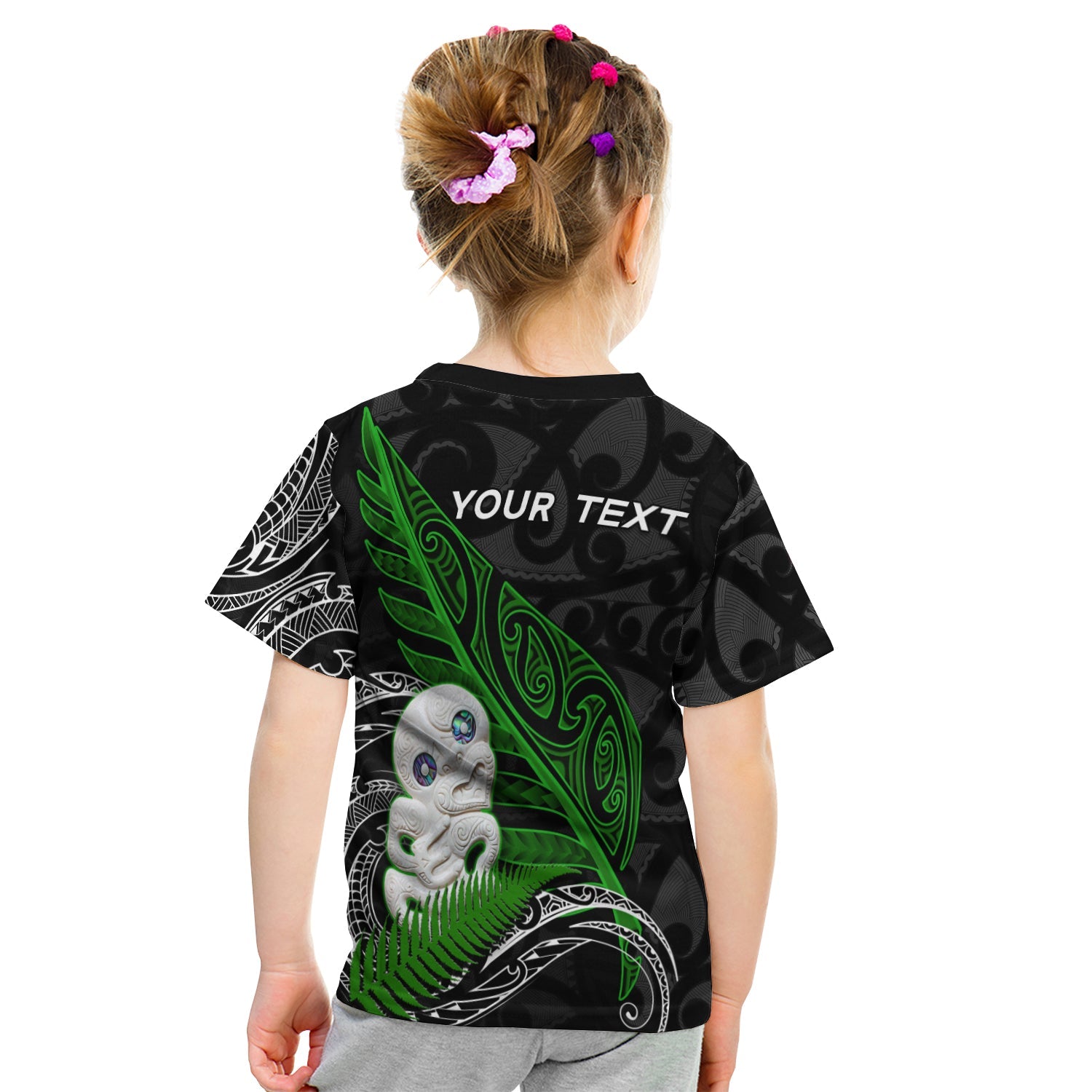 (Custom Personalised) Aotearoa Maori T shirt KID Hei Tiki and Fern - Vibe Hoodie Shop