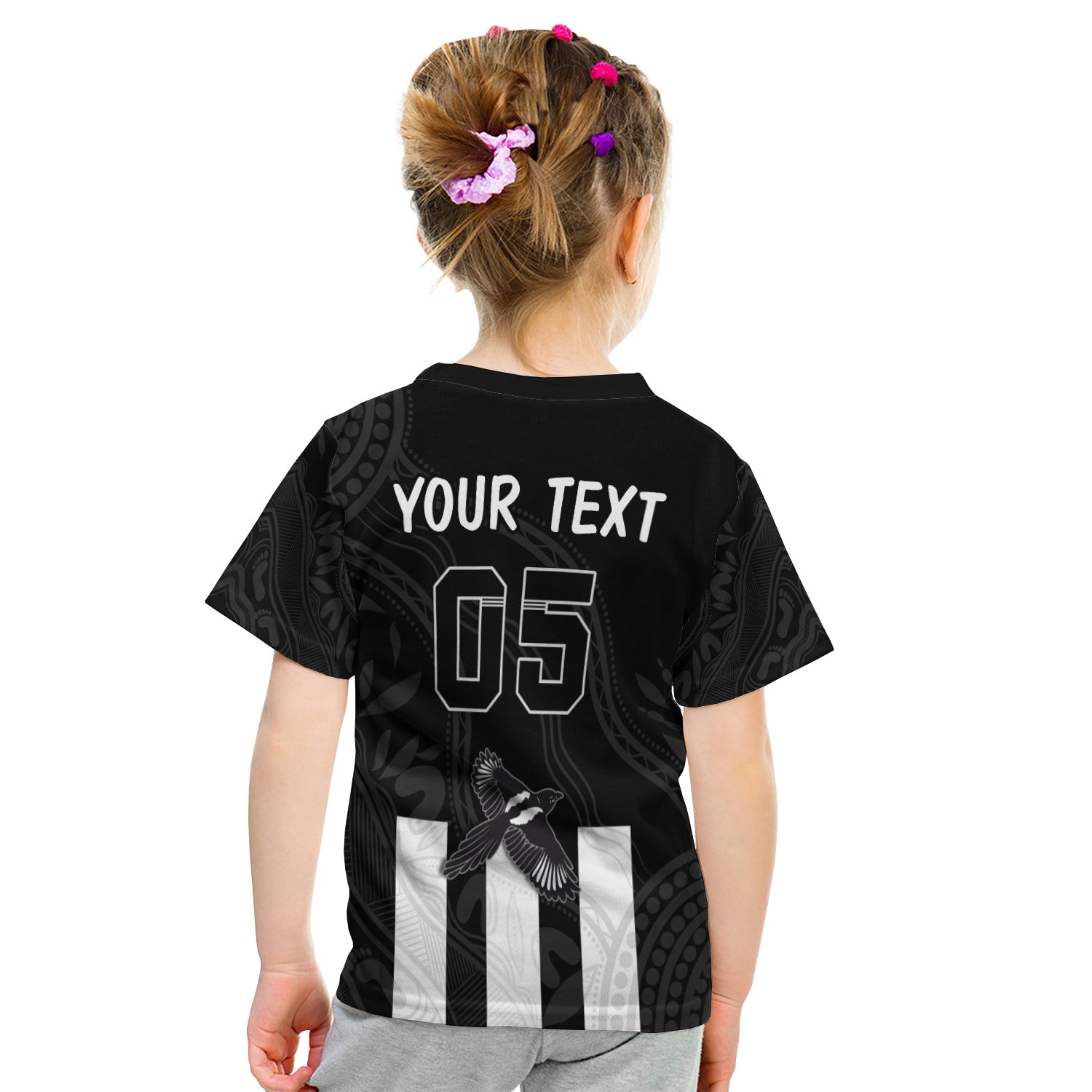 (Custom Personalised) Magpies Indigenous T shirt KID 2021 Heroic - Custom Text and Number - Vibe Hoodie Shop