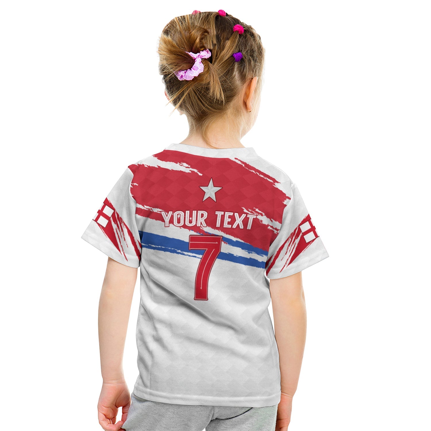 (Custom Personalised) England Football T shirt KID - Come on England - Custom Text and Number - Vibe Hoodie Shop