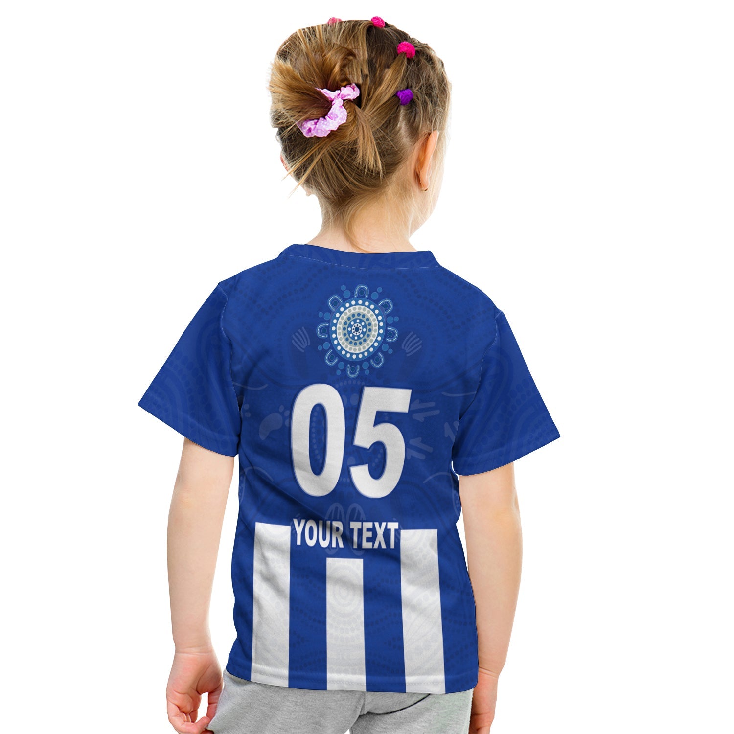 (Custom Personalised) Roos Football North Melbourne T shirt KID Simple Indigenous - Custom Text and Number - Vibe Hoodie Shop