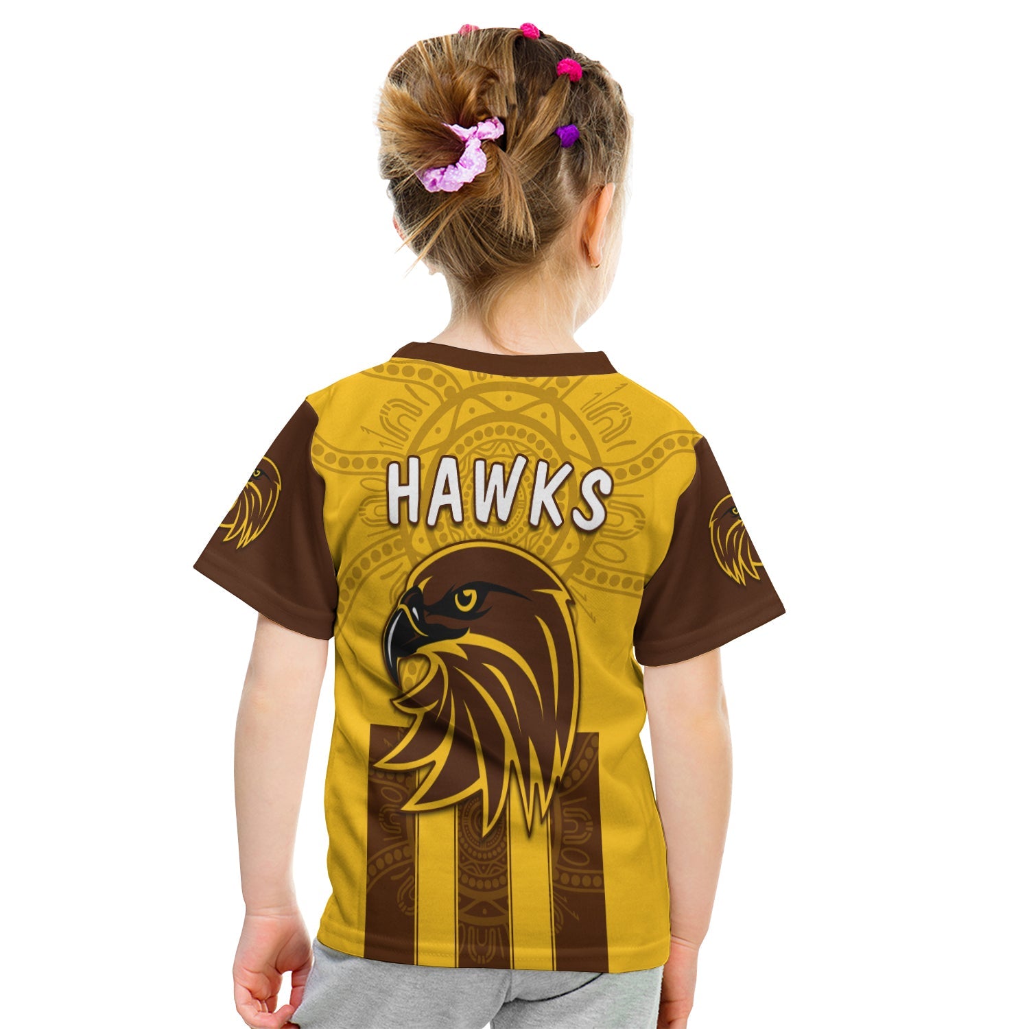 (Custom Personalised) Hawks Indigenous T shirt KID Hawthorn Football - Vibe Hoodie Shop