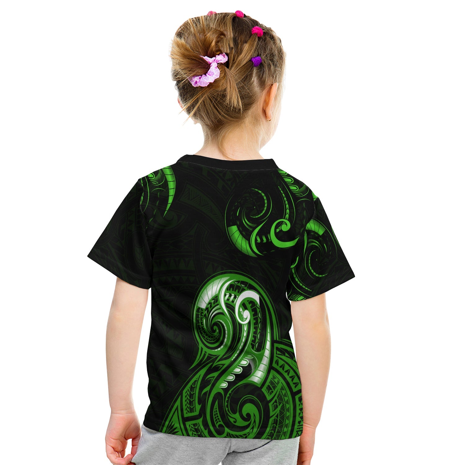 (Custom Personalised) Aotearoa Fern T shirt KID Maori Pattern Version Green - Vibe Hoodie Shop