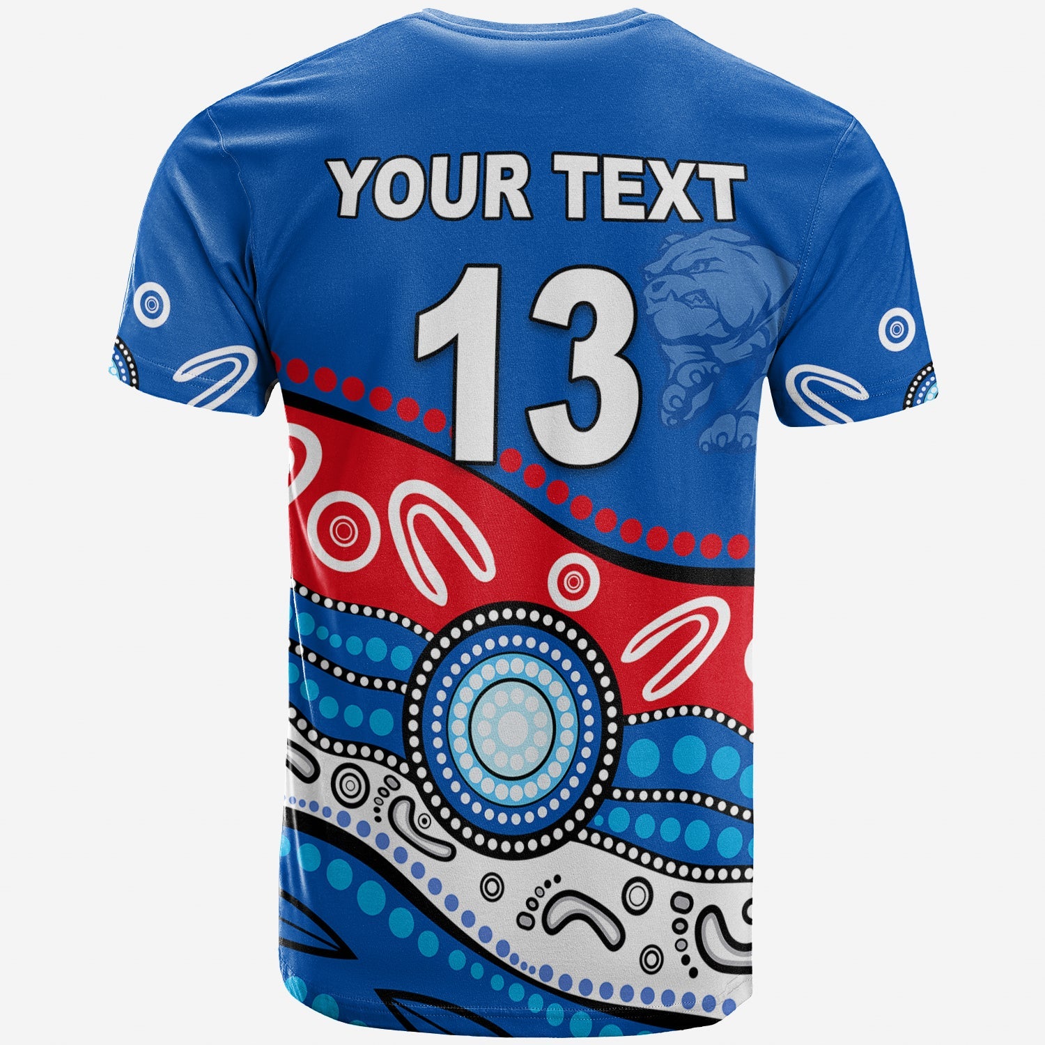 (Custom Personalised) Bulldogs Indigenous T shirt Western - Custom Text and Number - Vibe Hoodie Shop