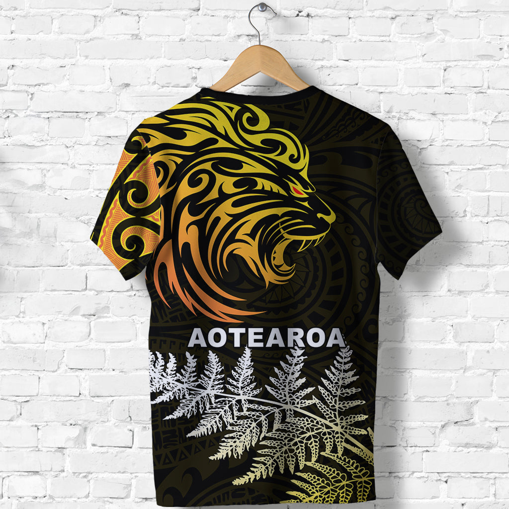 Lion Maori T shirt Aotearoa mix Silver Fern - Vibe Hoodie Shop