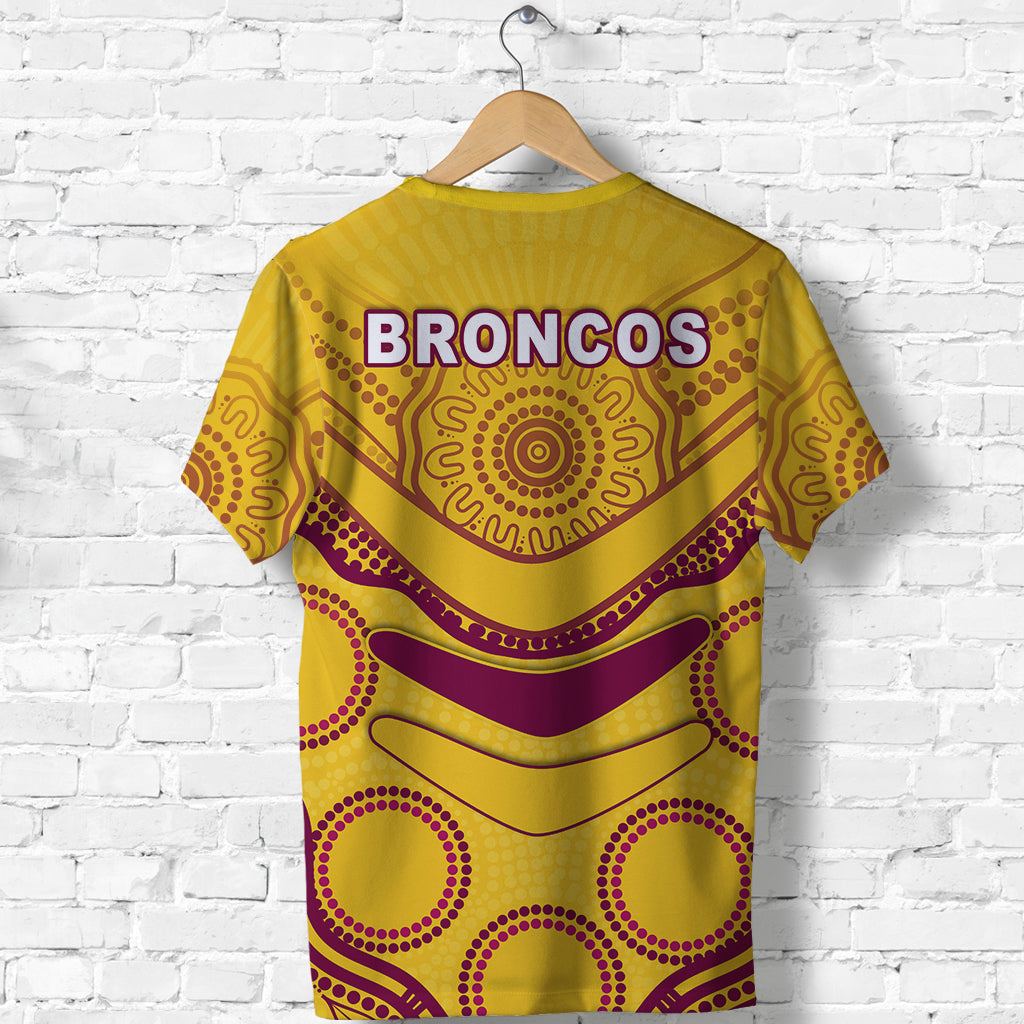 (Custom Personalised) Broncos Indigenous T shirt (Gold) - Vibe Hoodie Shop