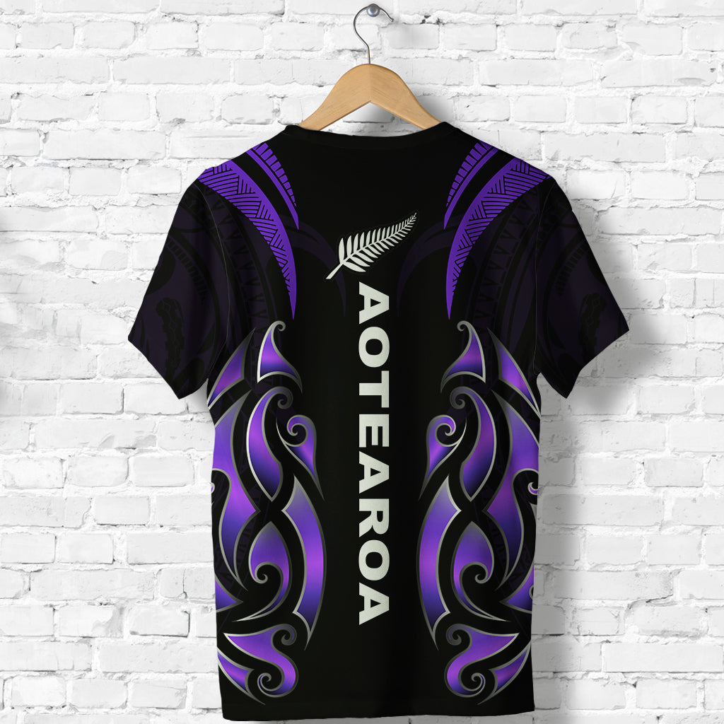 New Zealand Maori T shirt Simple Love Purple - Vibe Hoodie Shop