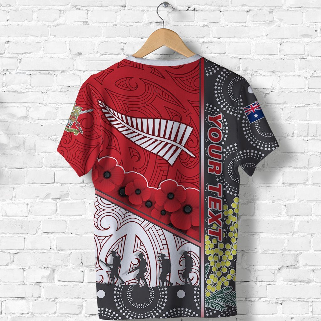 (Custom Personalised) ANZAC Day - Lest We Forget T shirt Australia Indigenous and New Zealand Maori - Red - Vibe Hoodie Shop