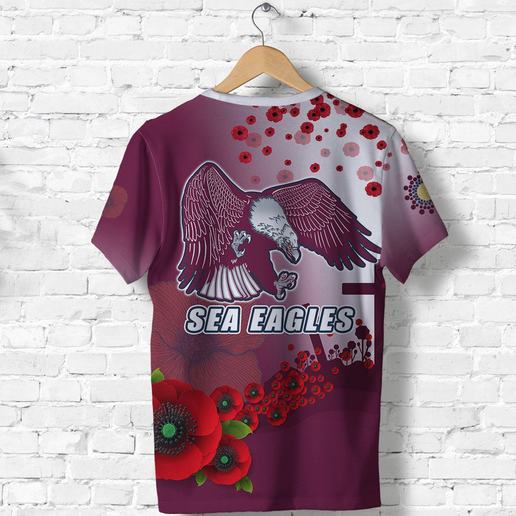 (Custom Personalised) Sea Eagles ANZAC Day T shirt Indigenous Lest We Forget - Vibe Hoodie Shop