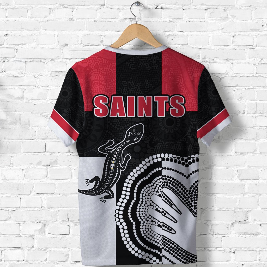 (Custom Personalised) Saints Simple Indigenous T shirt Brave St Kilda - Vibe Hoodie Shop