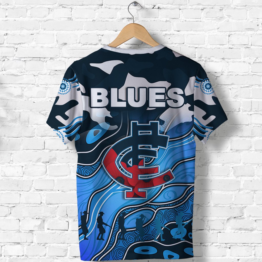 Blues ANZAC T shirt Carlton Attractive Indigenous - Vibe Hoodie Shop