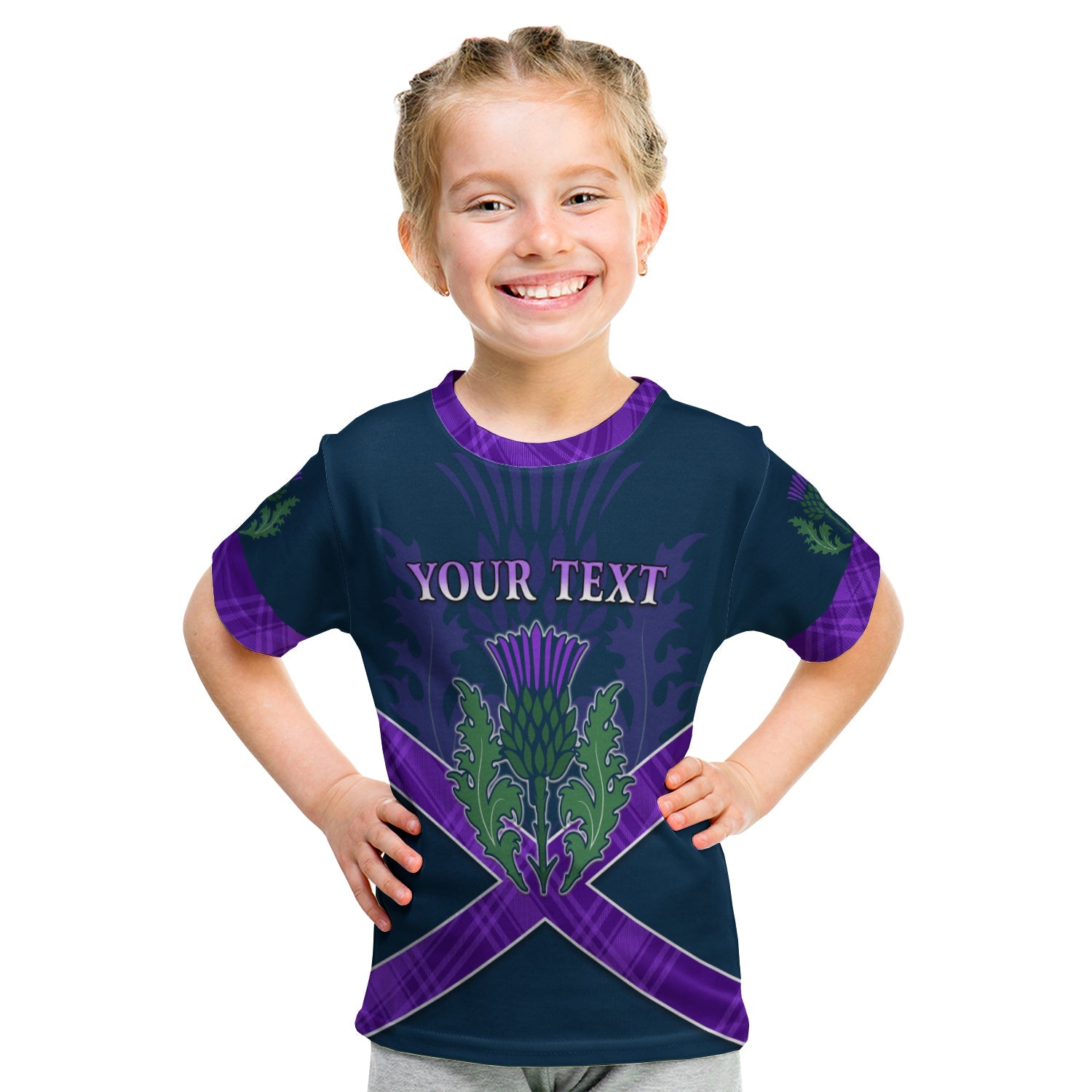 (Custom Personalised) Scotland Rugby 2021 T shirt KID Thistle Six Nations - Vibe Hoodie Shop