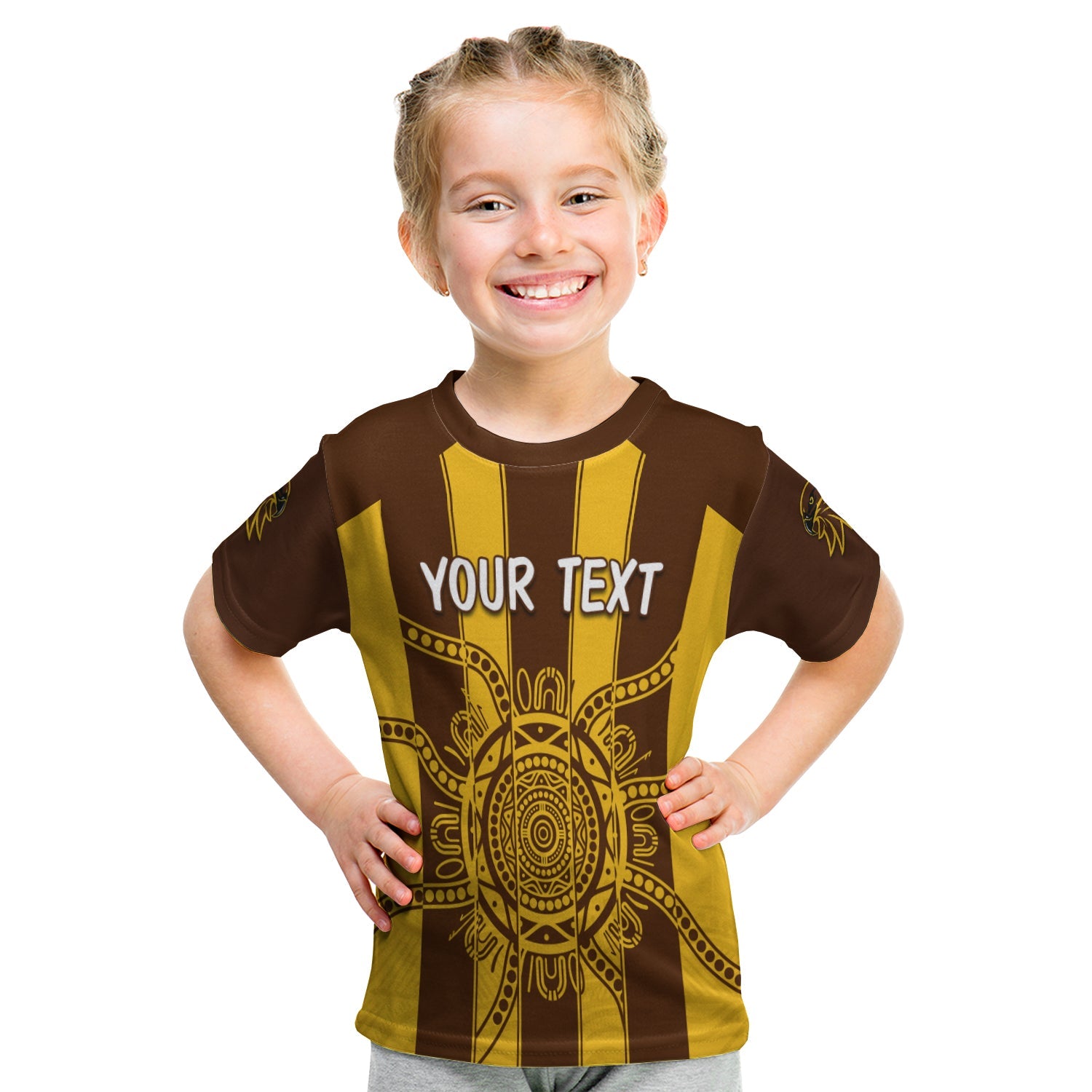 (Custom Personalised) Hawks Indigenous T shirt KID Hawthorn Football - Vibe Hoodie Shop