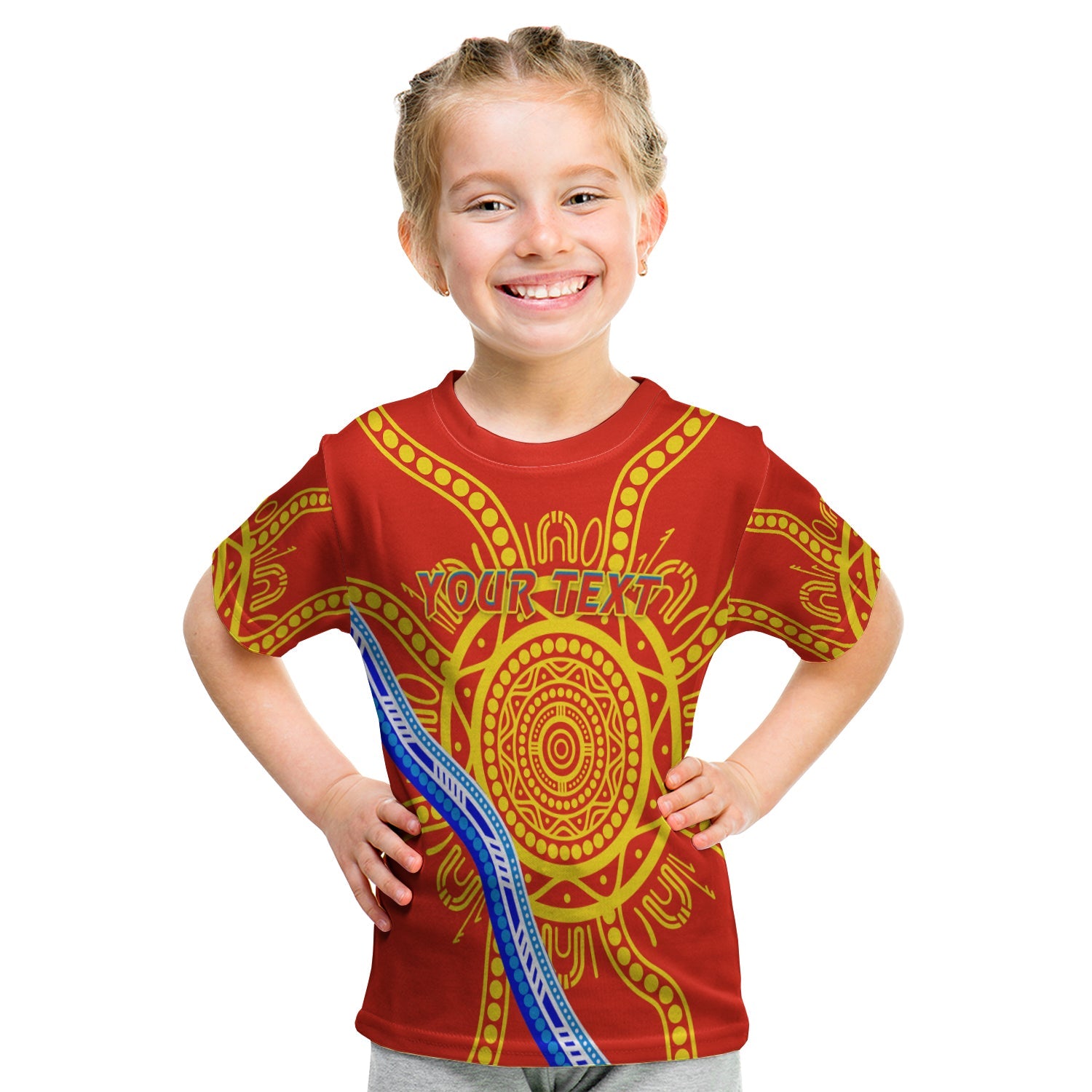 (Custom Personalised) Suns Football T shirt KID Royal Gold Coast - Vibe Hoodie Shop