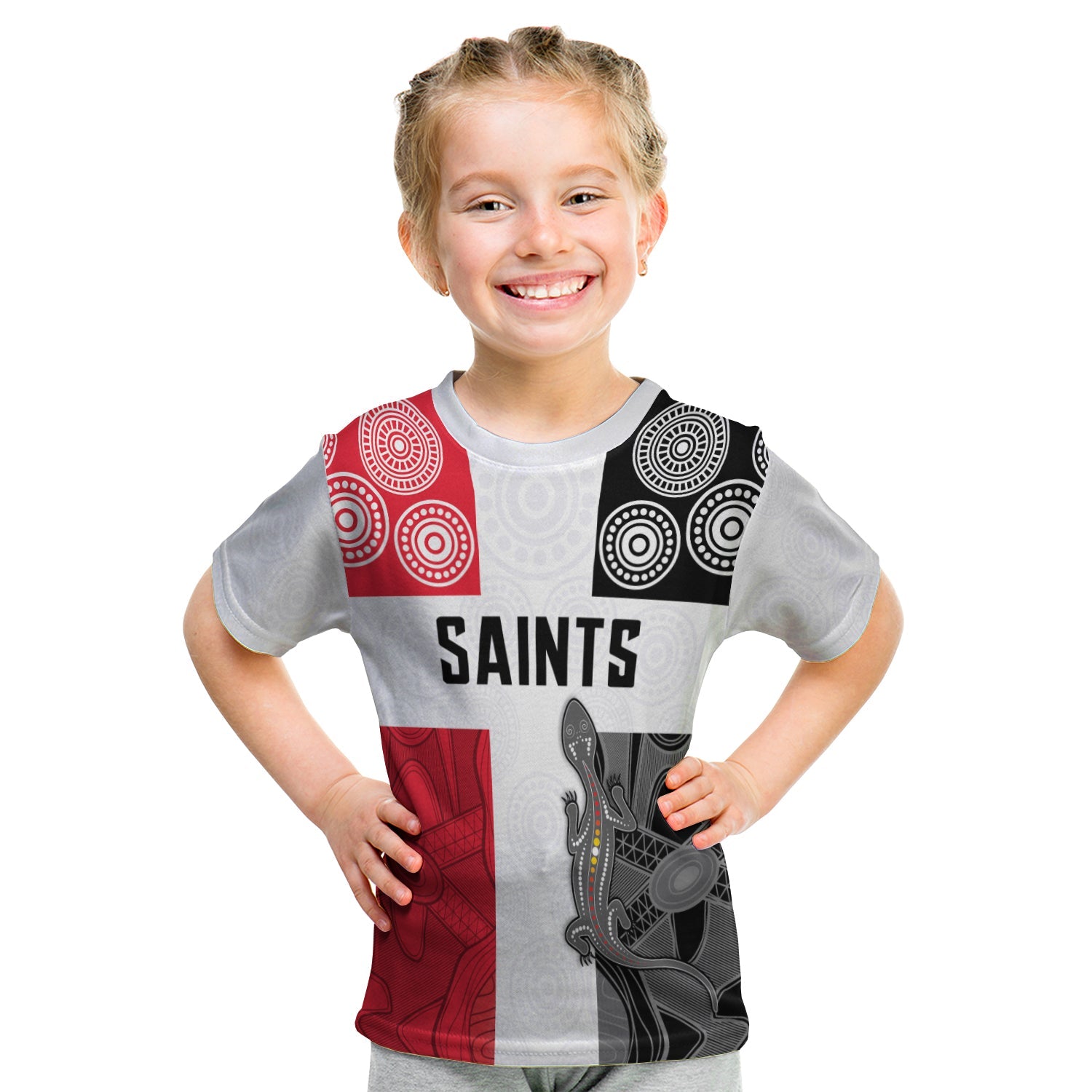 (Custom Personalised) Saints Football T shirt KID St Kilda Indigenous - Custom Text and Number - Vibe Hoodie Shop