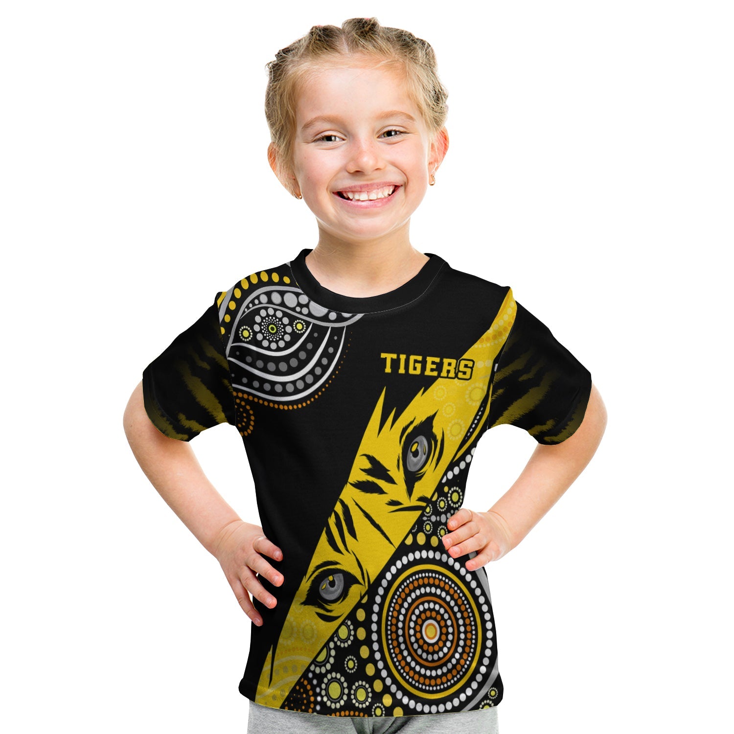 (Custom Personalised) Richmond Indigenous T shirt KID Tigers Football - Vibe Hoodie Shop