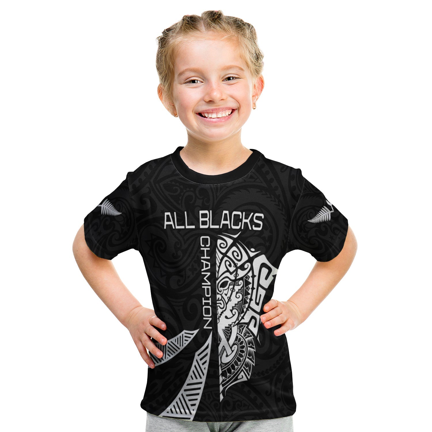 New Zealand Rugby T shirt KID Haka All Black mix Ta Moko - Vibe Hoodie Shop