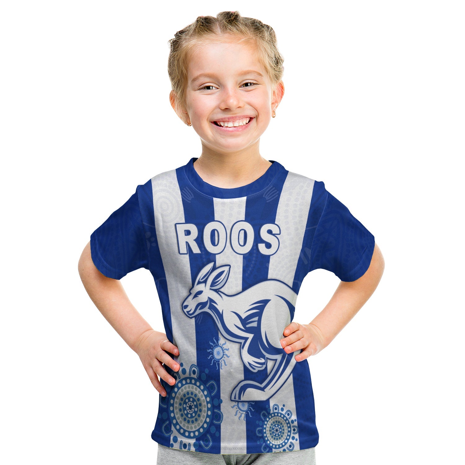 (Custom Personalised) Roos Football North Melbourne T shirt KID Simple Indigenous - Custom Text and Number - Vibe Hoodie Shop