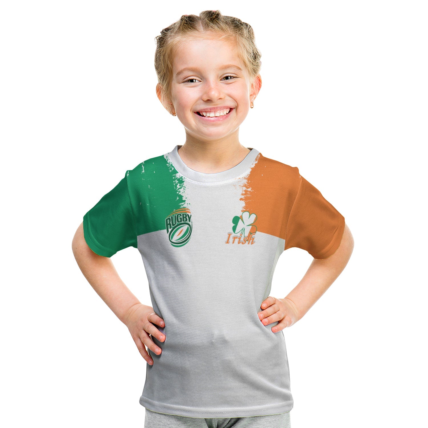 (Custom Personalised) Ireland Rugby T shirt KID White - Vibe Hoodie Shop