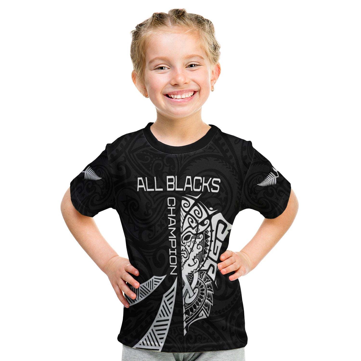 (Custom Personalised) New Zealand Rugby T Shirt KID Haka mix Ta Moko - Vibe Hoodie Shop