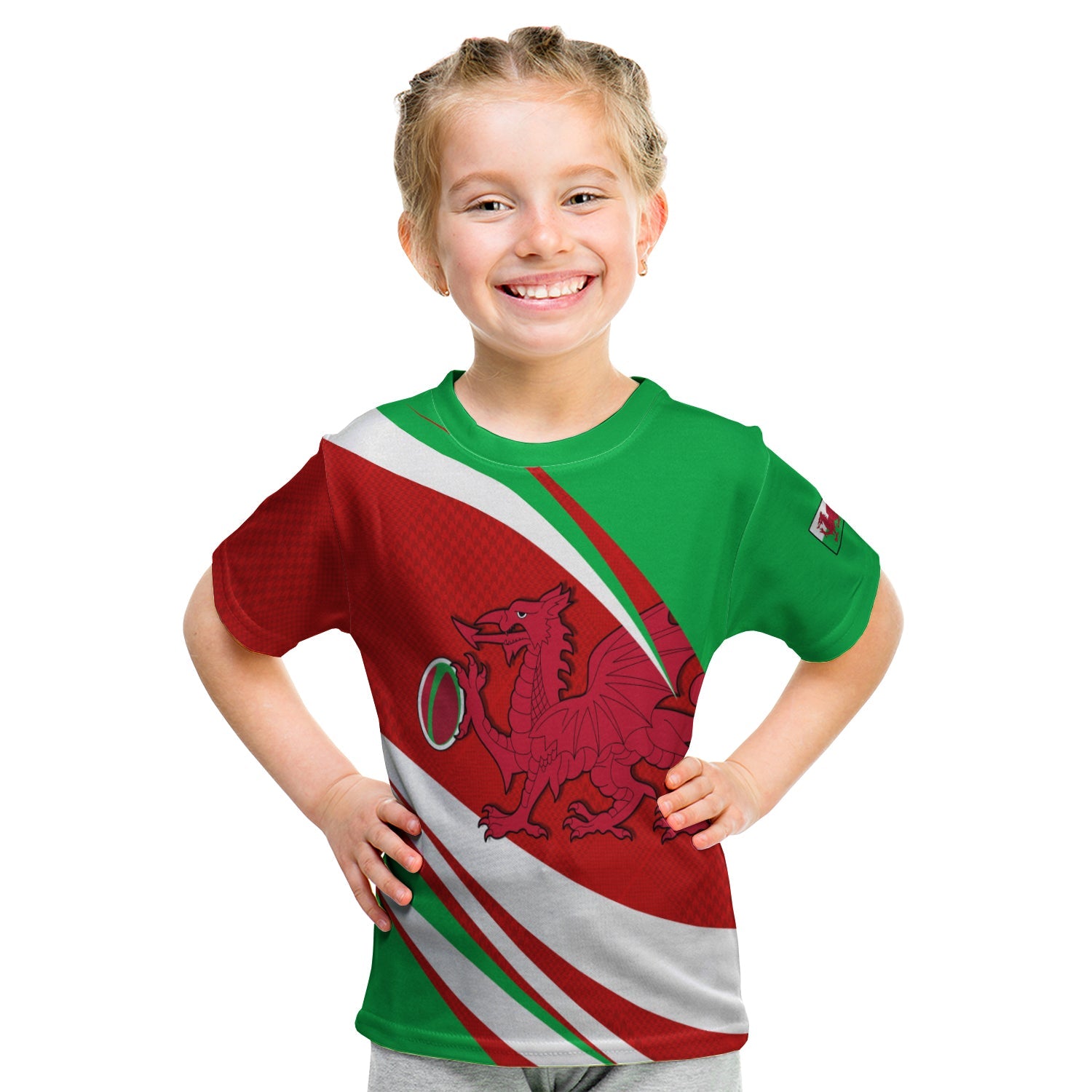 (Custom Personalised) Wales Rugby 2021 T shirt KID Mix Pattern Six Nations - Vibe Hoodie Shop