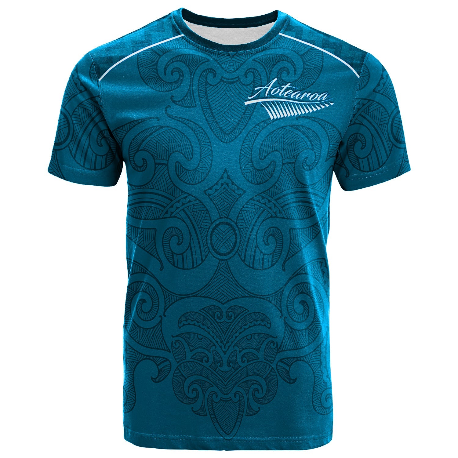 (Custom Personalised) Maori 2021 T shirt - Turquoise Aotearoa Tattoo - Custom Text and Number - Vibe Hoodie Shop